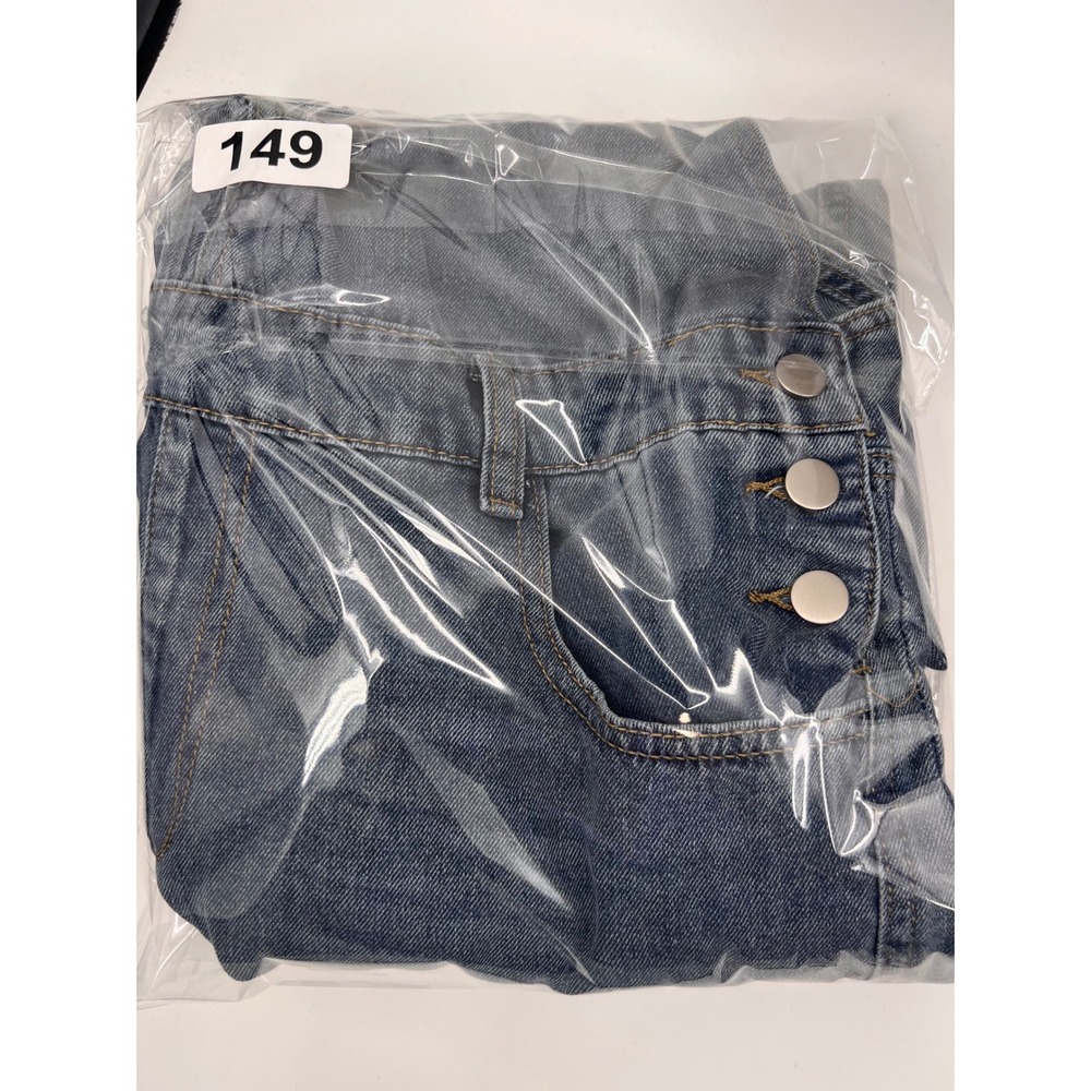 High-Waist Women's Denim Overalls in Blue - Picture 8 of 8